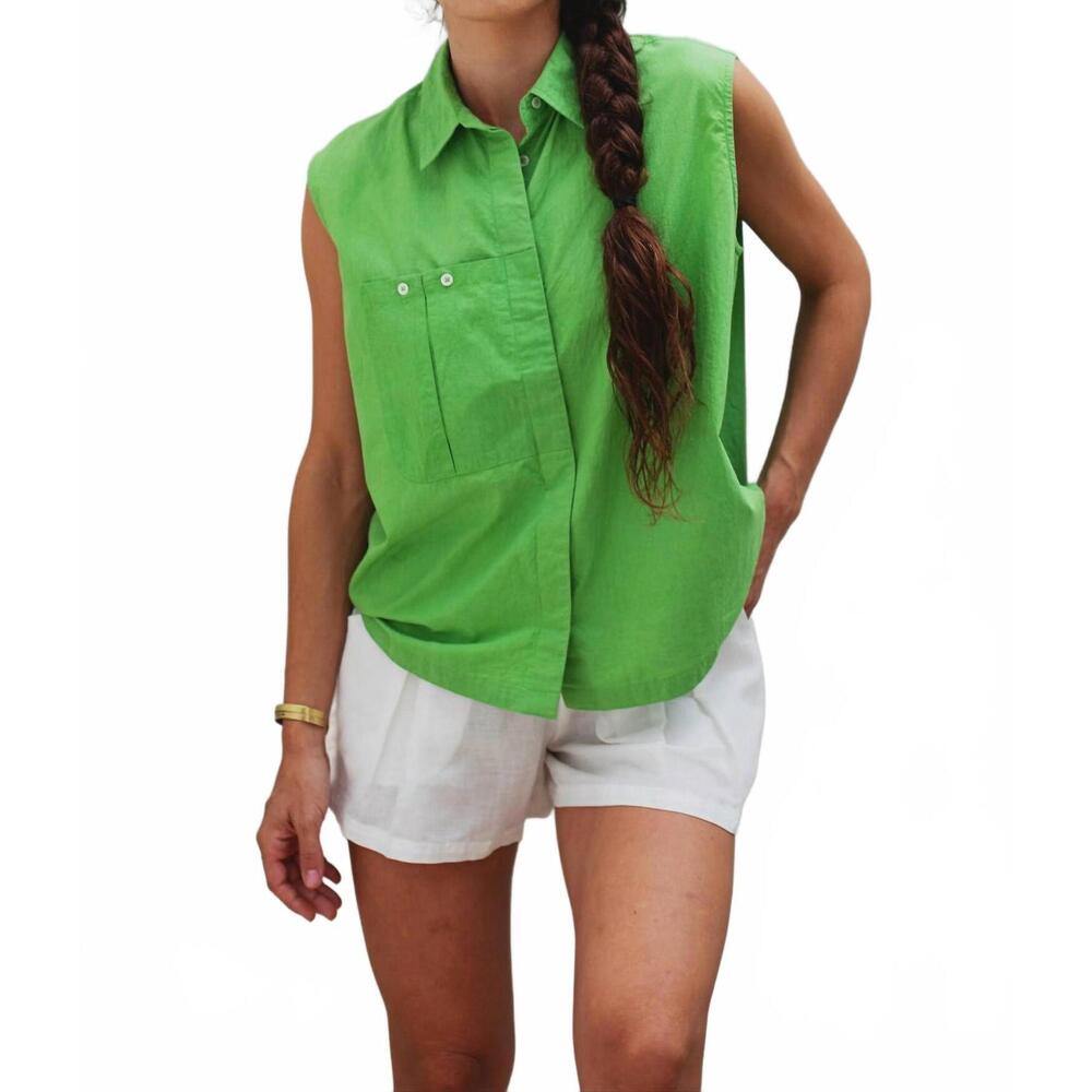 NEW EXVOTO liv sleeveless top in meadow green